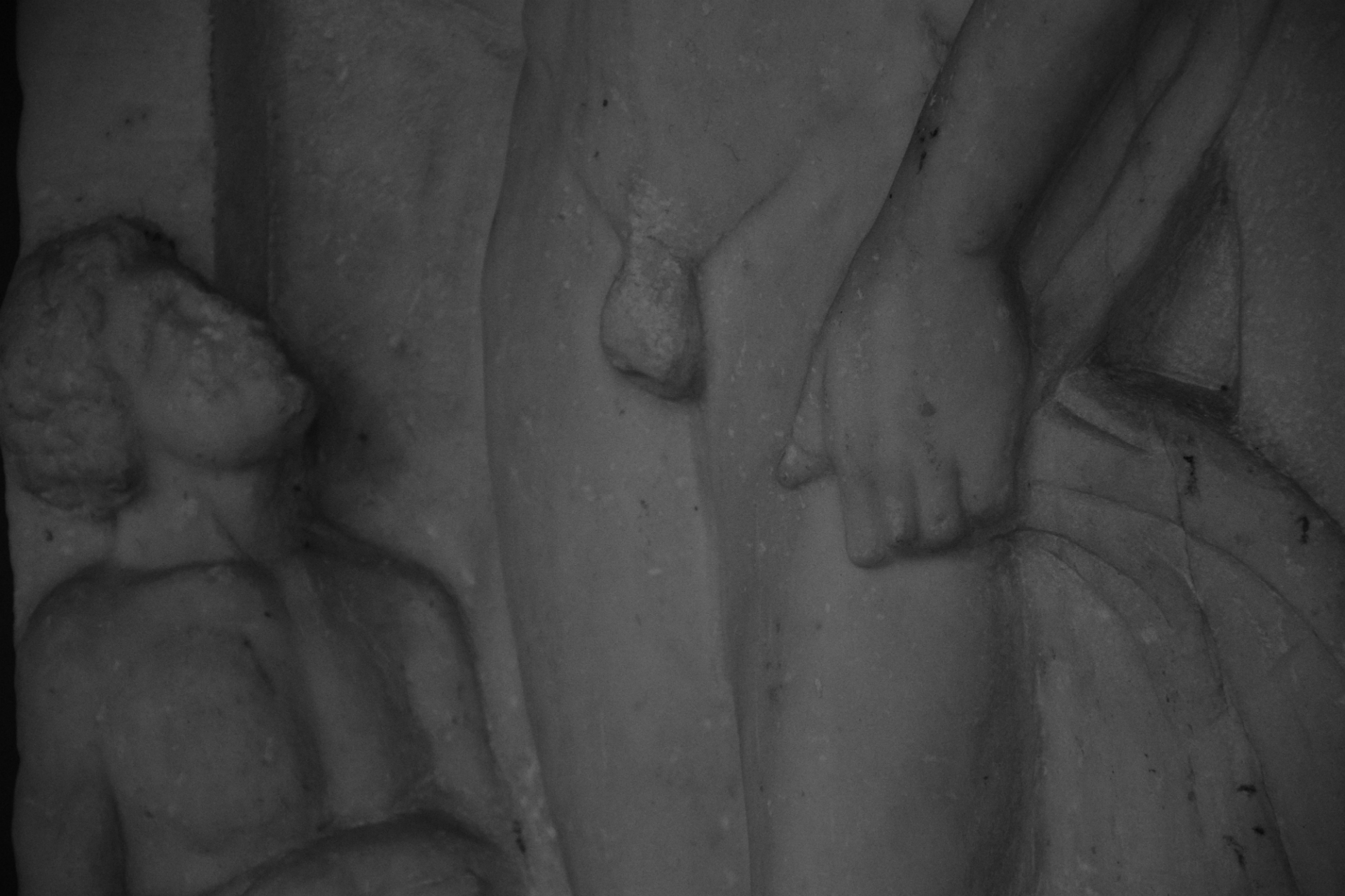 Ancient Greece, a slave at the feet of his lord, detail, National Archaeological museum of Athens.